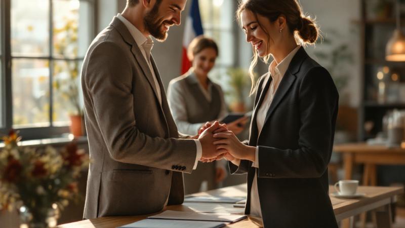 Couple signing a registered partnership at a Dutch town hall in 2026