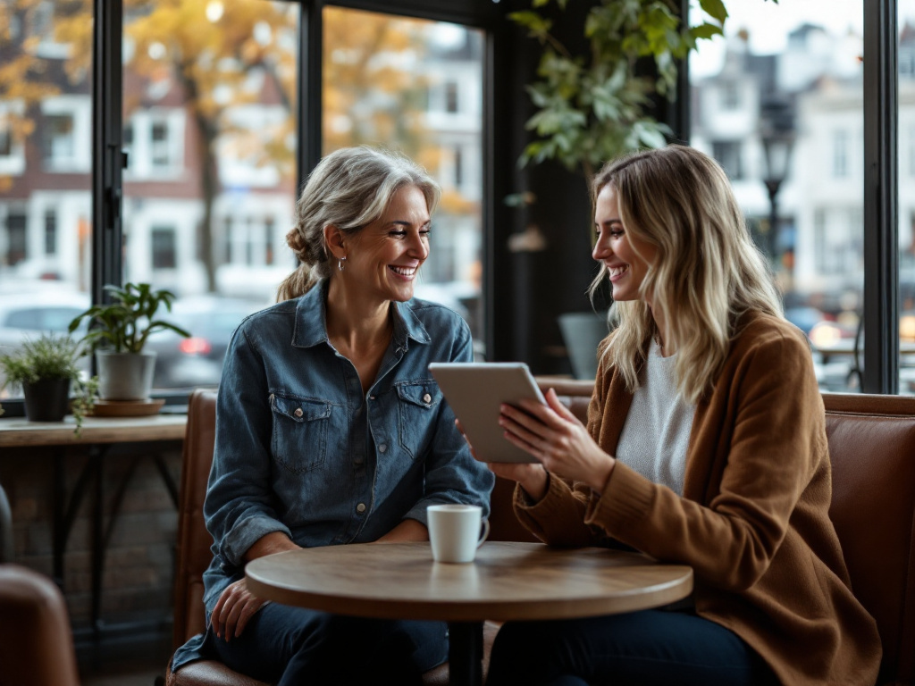 Stel bespreekt trouwceremonie met freelance trouwambtenaar in Amsterdams café